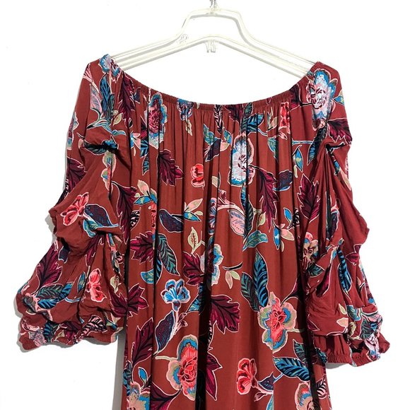 Ivy Street Tropical Floral Flowy Off-The-Shoulder Dress - Picture 5 of 13